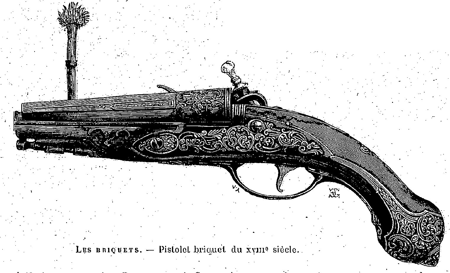 Rare pistolet briquet à silex du XVIII°